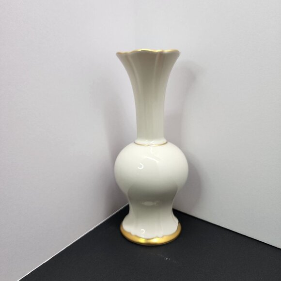 Vintage Baxter Pickard Porcelain Bud Vase White 24K Gold Trim 6.7 inch Made In U - Picture 4 of 8